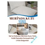 BeybiNest Merinos Kuzu Yünü Yastık 1 ADET %100 Pamuk Kılıf | 50x70 cm | 1 Kg Dolgunluk