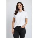 beybunn Kadın Pike Kumaş Düğmeli Yaka Regular Rahat Günlük Kısa kol Tişört T-shirt - Beyaz