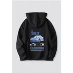 beybunn Sevgililer Günü Özel Kapüşonlu Araba Baskılı Oversize Sweatshirt - Siyah