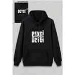 beybunn Sevgililer Günü Özel Kapüşonlu Beyci Baskılı Oversize Sweatshirt - Siyah