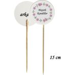 Beyhan Bayhan 15 cm uzun kürdan - 20 adet dekoratif çiçekli hayırlı kandiller baskılı kürdan - Çok Renkli