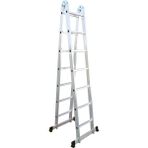 Beykon 7+7 Basamak 1,2 mm Alüminyum Tek Kırma Çok Amaçlı Katlanır Merdiven - Gümüş Gri
