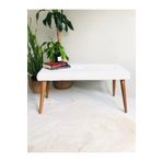 Beylerbeyi Ahşap Ayaklı Handmade Geniş Oturum Alanlı Beyaz Welsoft Kumaş Pofidik Puf Bench ,Ayak Ucu Uzatmalık