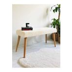 Beylerbeyi Ahşap Ayaklı Handmade Geniş Oturum Krem Welsoft Kumaş Bench ,Ayak Ucu Uzatmalık,Berjer, Koltuk