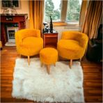 Beylerbeyi Çay Seti Tekli Koltuk Berjer ve Puf Takımı (Salon, Balkon, Ofis) 3lü Takım - Turuncu