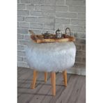 BEYLERBEYİ Dolce Yuvarlak Silindir Puf Beyaz Peluş