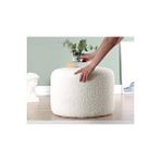 BEYLERBEYİ Focus 40cm Tedy Puf Yuvarlak Puf Orta Sehpa Beyaz