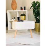 Beylerbeyi Gürgen Ahşap Ayak Welsoft Kumaş Oval Pufidik Puf Bench Tabure Sandalye - Beyaz - Kahverengi