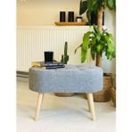 Beylerbeyi Gürgen Ahşap Ayak Welsoft Kumaş Oval Pufidik Puf Bench Tabure Sandalye - Gri
