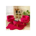 BEYLERBEYİ Köşe Takım, Fuşya Peluş Kumaş Çay Seti Ikili Koltuk Berjer Ve Puf Takımı (salon, Balkon, Ofis) Pembe