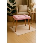 BEYLERBEYİ Makyaj masası pufu, pembe peluş kumaş, ayak uzatmalık puf, dekoratif puf