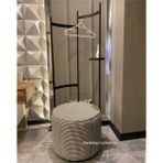 Beylerbeyi Puf ,Kaz Ayağı Düz Kumaş ,Makyaj Pufu Puf Sandalye Ayak Uzatma Pufu 40 Cm Yükseklik 38 Çap