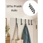 Beylini 10'Lu Pratik Askı Kapı Banyo Mutfak Düzenleyici Askı Seti Pratik Kanca Askılık Basit Pratik Tak Çıkar