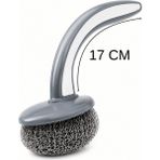 Beylini 20GR Tutma Saplı Bulaşık Teli Ergonomik Dayanıklı Paslanmaz Bulaşık Ovma Fırçası Yağ Kir Pas Sökücü Fırın Ocak - Gri