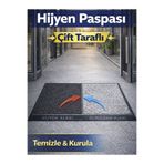 BEYLİNİ Çift Taraflı Dezenfektan Hijyen Paspası Kapı Ev Ofis Giriş Kıvırcık Paspas Kurulama Kaydırmaz