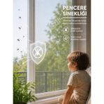 Beylini Pencere Sinekliği 130X150 cm Tak Çıkar 4mt Cırt Bant Kesilebilir Tül Sineklik Sinek Önleyici Kovucu - Beyaz