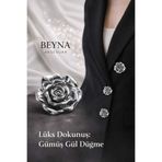 beyna aksesuar Gül Büyük Boy Gümüş Renk Düğme,(Kaban,ceket,yelek,elbise 3,5 cm)1 paket 4 adet
