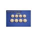 beyna aksesuar KRİSTAL TAŞLI VE İNCİLİ GOLD METALİZE DÜĞME 1,5 CM 1 PAKET 8 ADET