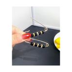Beyna Taşlı ve siyah boncuklu İğneli Broş ,Sarı Metal Renginde 6 Cm