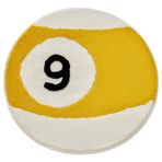 Beyond Deco 8 Top Halı 35" İnç, El Yapımı Tepeli Yuvarlak Estetik Bilardo Alan Kilimleri, Kabarık ve Tiki Dekor 8ball Tasarım, Oturma Odası, Yatak Odası, Oyun Odası için Mükemmel Yumuşak Havalı Zemin