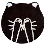 Beyond Deco El Dokuma Tüylü Kedi Parça Halı 88,9 cm, Makinede Yıkanabilir Kabarık Komik Havalı Yumuşak Halı Banyo Oturma Odası Dekorasyonu için, Çocuk oyun odası Dekoru Halı paspası