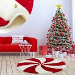 Beyond Deco El Dokuması Noel Kırmızı Lolipop Halı 67,5 cm, Eğlenceli Tatil Kabarık Alan Halıları, Tatlı ve Sevimli Noel Ev Mutfak Dekor Mat, Kaymaz Yıkanabilir Halı