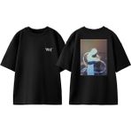 Beyond Two Souls Aiden Tasarım Sırt Baskılı Pamuk Siyah Oversize T-Shirt - XL