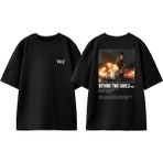 Beyond Two Souls Tasarım Sırt Baskılı Pamuk Siyah Oversize T-Shirt