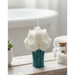 Beyra Decor Beyaz Lale Buketi Dekoratif Mum El yapımı