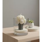 Beyra Decor El Yapımı Lale Buketi Bardak Mum – Dekoratif Doğal Soya Mum - Beyaz