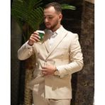 Beystil Sivri Yaka Bej Kruvaze Takım Elbise NIKOL036 - Slim Fit - 6 Drop - 50
