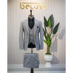 Beystil Sivri Yaka Gri Takım Elbise Elanor- Slim Fit - 6 Drop - 58