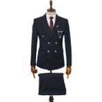 Beystil Sivri Yaka Lacivert Kruvaze Takım Elbise NIKOL036 - Slim Fit - 6 Drop - 56