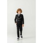 Beystil Sivri Yaka Siyah Çocuk Kruvaze Takım Elbise Set - Slim Fit Erkek Çocuk İçin Modern Tasarım - 9 Yaş