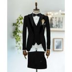 Beystil Sivri Yaka Siyah Damatlık & Smokin Takım -Slim Fit - 6 Drop - 54