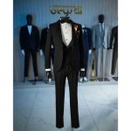 Beystil Siyah Şal Yaka Damatlık & Smokin Takımı 10002 - Slim Fit - 6 Drop - 46