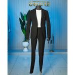 Beystil Siyah Spor Casual Çizgili Takım Elbise Parodi -Slim Fit - 6 Drop - 46