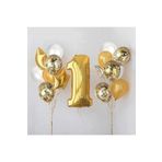 Beysüs 1 Yaş Gold Folyo Balon Şeffaf Balon Seti Doğum Günü Parti
