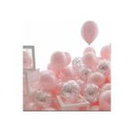Beysüs Macaron Pembe Gümüş Konfetili Şeffaf Balon12 Inç 20 Adet