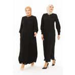 Beyza 3320 Şık Aksesuarlı Siyah Ferace