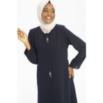 Beyza 3487 Yaprak Detaylı Lacivert Ferace