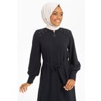 Beyza 3505 Boncuk İşlemeli Lacivert Ferace