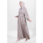 Beyza 3915 Tesettür Bağcıklı Bej Ferace