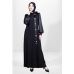Beyza 5576 Tesettür Sİyah Saten Elbise