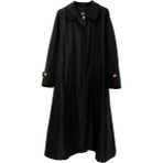 Beyza Betül Kolları Saten Leopar Astarlı Oversize Trençkot - Siyah - Siyah - 48