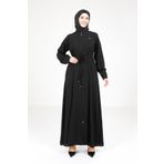 Beyza Fermuarlı Kloş Siyah Ferace 9162