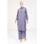 Beyza Rahat Kesim Lacivert Tunik Pantolon Takım 9241