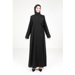 Beyza Yandan Bağlama Detaylı Siyah Ferace 9166