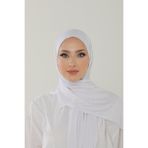 Beyzak Kar Beyaz Luxury Penye Şal - Kadın Tesettür Jersey Hijab Lycra Shawl