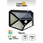 BEYZANA 1 Adet Solar Güneş Enerjili Enerji Hareket Sensörlü Duvar Lambası & Bahçe Lambası & 100 Ledli